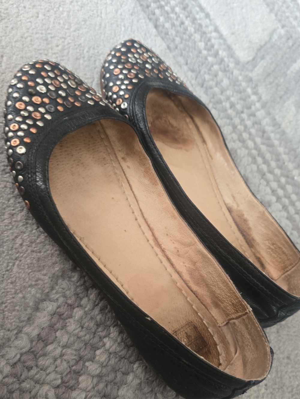 Frye Black Carson Studded Women's Ballet Flats Size 9